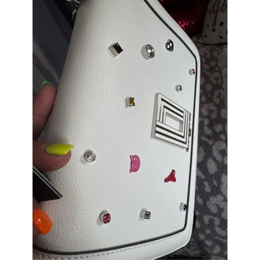Karl lagerfield maybelle white charm crossbody bag purse nwt